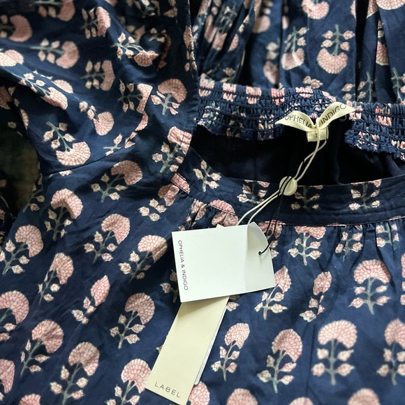 NWT Ophelia & Indigo Lulu Dress Navy Hydrangea Block Print - Picture 9 of 9